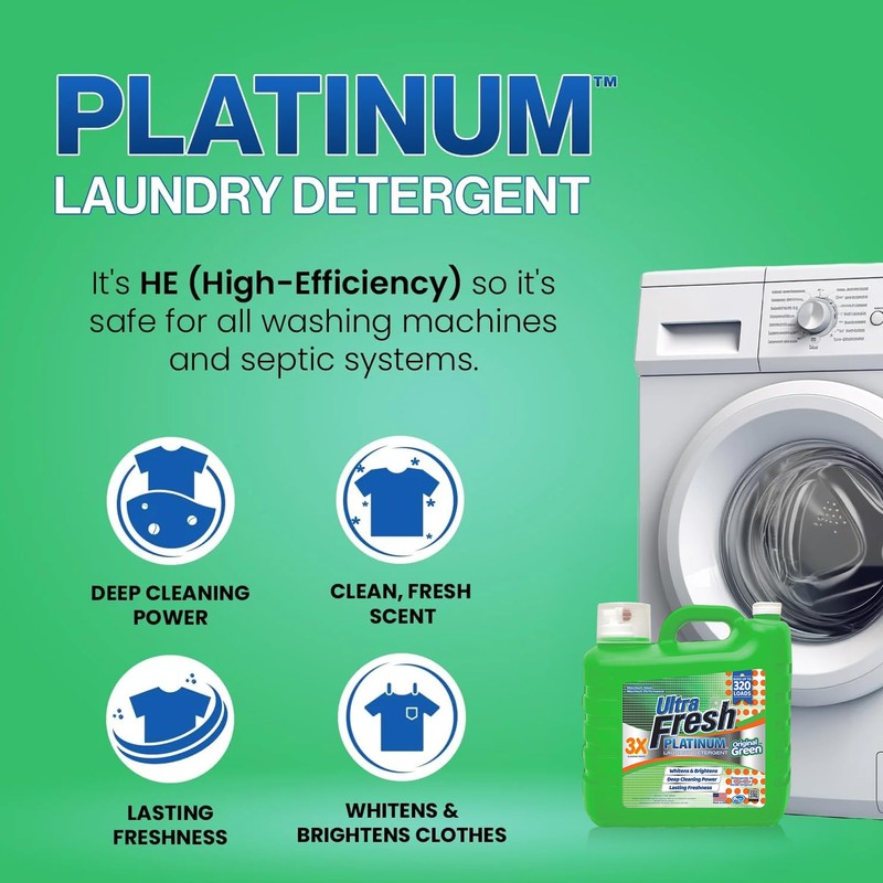 Ultra Fresh 2 Pack 3X Platinum Liquid Laundry Detergent up