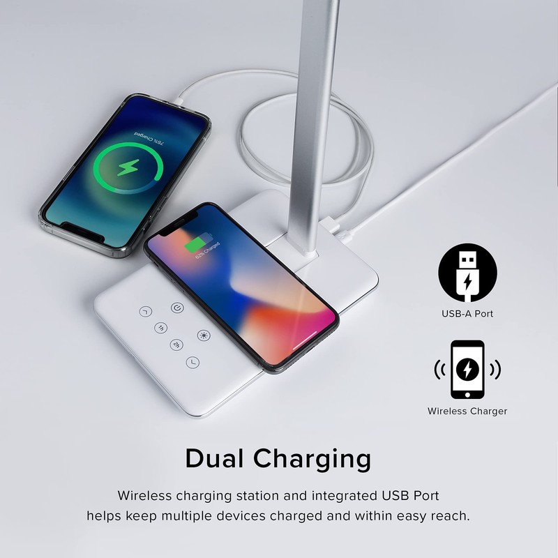 Tecgear Multifunctional LED Desk Lamp with Wireless Charger, USB Charging