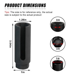 UHANBUT Car Oxygen Sensor Socket, 3/8 Inch Drive ×7/8 Inch (22mm), 6-Point O2 Sensor Adapter with Side Wire Cutout, Universal Vehicle O2 Sensor Removal & Installation Tool with 3/4" Opening (Large)