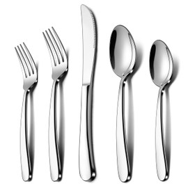 LIANYU 40-Piece Heavy Duty Silverware Set, Stainless Steel Flatware Cutlery Set for 8, Heavy Weight Eating Utensils Set for Home Restaurant Wedding, Dishwasher Safe, Mirror Polished