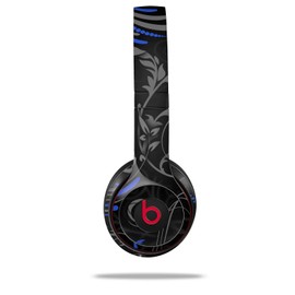 WraptorSkinz Skin Compatible with Beats Solo 4, Solo 3 and Solo 2 Wireless Headphones - Twisted Garden Gray and Blue - Decal Vinyl Wrap (Headphones NOT Included)