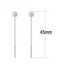 925 Sterling Silver Dangle Earrings with Charms Heart, Water drop, Moon, Star Long Drop Earring for Women Jewelry Gifts Hypoallergenic (pearl pink)
