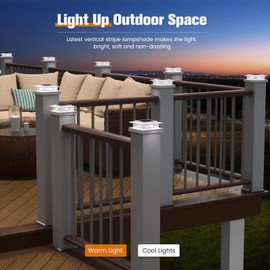 Post Cap Lights 16pack, 4x4 Deck Fence Post Solar Lights Outdoor with Warm White Lighting,White Waterproof Solar Post Lights for Vinyl/Wood Posts to Decorate Fence, Deck,Garden, Patio