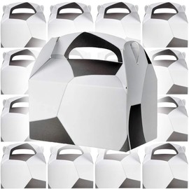 The Dreidel Company Sports Treat Boxes, Goodies Favor Gift-Box for Kids Birthday Party Favors, Weddings Events, Baby Shower, 6.25" x 3.5" x 3.5" Inch Box (12-Pack, Soccer Treat Box)