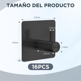 AWCBBT 16 Piezas Ganchos de Baño Conjuntos,Ganchos de Baño,Ganchos para Pared 304 Acero Inoxidable,Ganchos Adhesivos Organización,Accesorios de Baño,Perfecto para La Cocina, El Baño o La Oficina