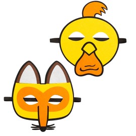 The Hen and Fox Story Felt Masks, 2pcs Mask Costume Kits, for Kids Toddler Bedtime Story Class Learning Role Play Party Favor