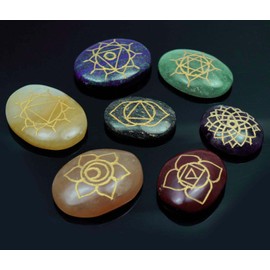 Harmonize Multi Gemstone Chakra Feng Shui Reiki Healing Stones Engraved Symbol Balancing