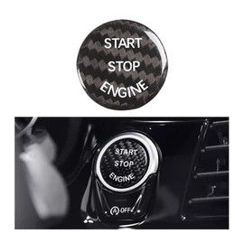 JNNJ Car Start Stop Button Cover, Carbon Fibre Car Engine Start Stop Button Cover, Ignition Cover Sticker Car Interior Trim Decorations (Black)