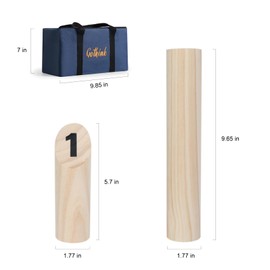 GOTHINK Wooden Numbered Block Toss Game Set, Classic Outdoor Fun for Family & Friends, Includes 12 Numbered Blocks, Throwing Dowel & Carry Bag