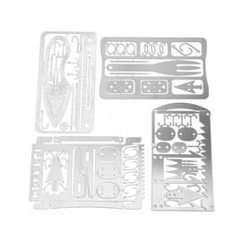 T opiky Fishing Card Set, 4 Pieces Stainless Steel Fishing Cards Camping Multipurpose Readyman Survival Cards for Emergency Training / Wild Survival