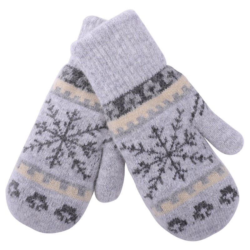 Winter Warm Mittens for Women Men - Soft-Double Layer-Snowflake Cold