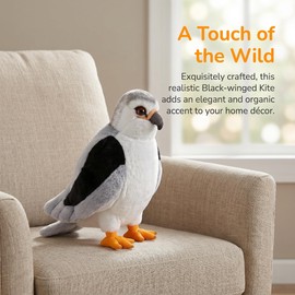 Frankiezhou Home Black-Winged Kite Plush Toy - Lifelike 10.7” Black-Winged Kite Birds Stuffed Animals Plushie Doll