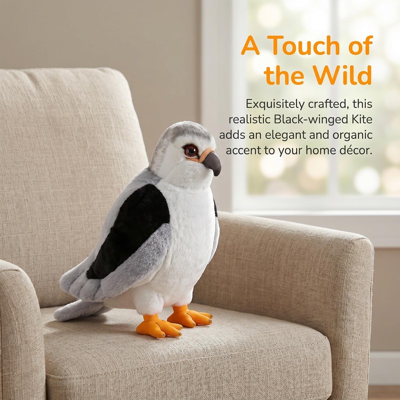 Frankiezhou Home Black-Winged Kite Plush Toy - Lifelike 10.7” Black-Winged