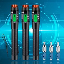 3pcs Professional Visual Fault Locator Fiber Optic Tester - Includes 3pcs 9/125μm Singlemode FC/LC Adapters | for Fiber Optic Cable Maintenance, Network Installation & Repair (Mode Number: VFL-30)
