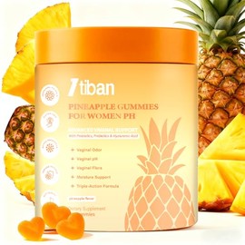 Pineapple Gummies for Women pH, Premium Feminine pH Balance Gummy, Vaginal Probiotics, Immune Support, Vegan, Gluten-Free, 60 Gummies 30 Servings