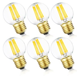Dimmable E26 Edison Bulb G16.5 Light Bulb 6W Equal 60 watt Light Bulb AC120V Daylight 4000K E26 Light Bulb for Pendant,Vanity,Vintage LED Filament Edison Candle Bulb With Decorative,2.99in,6Pack.