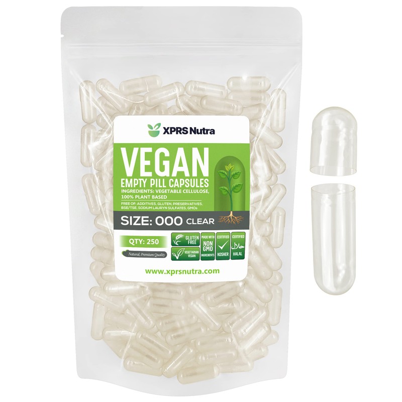 XPRS Nutra Vegan Size 000 Empty Capsules - 250 Count