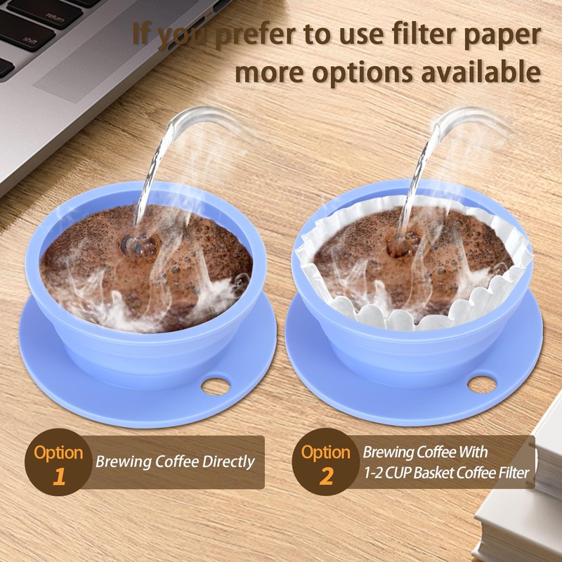 VVGCS Collapsible Paperless Pour Over Coffee Dripper, Single Cup Travel