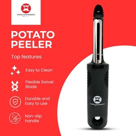 Kansai Convenience | Vegetable Peeler | Julienne Black Non Slip Grip Handle | Sharp Stainless Steel Blade | Swivel Cutters | Kitchen Utensils | Gadgets | Potatoes | Veg | Fruit | Peelers