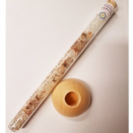 Stainless Steel Bar Set Harmony and Augeglichenheit: Gemstone Rod for Drinking Water/Energet as 25 cm – with Stabhalter Beech Wood ø 6 cm