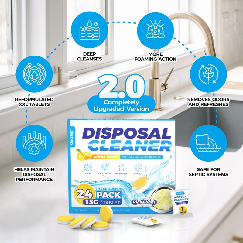 Qucship Powerful XXL Foaming Garbage Disposal Cleaner and Deodorizer Tablets
