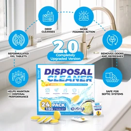 Qucship Powerful XXL Foaming Garbage Disposal Cleaner and Deodorizer Tablets - 24 Pack, Citrus Scent Garbage Disposal Cleaner, Sink Drain Clean for 1 Year Kitchen, House, Home Cleaning Essentials