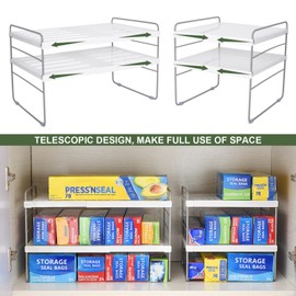 Pantry Organization and Storage for Kitchen - Expandable Kitchen Wrap Box Organizer Rack, Foil Organizer for Cabinet & Counter, Height & Width Adjustable Cupboard Storage Rack - (3 Tier 9.8 to 15.6"L)