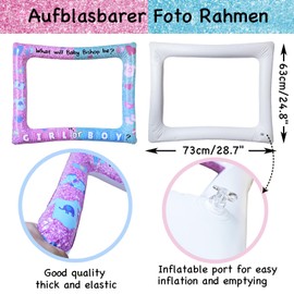 Gender Reveal Party Inflatable Selfie Photo Frame & Photobooth Props Set for Pictures & Decors Boy or Girl Photo Booth Props He or She Gender Reveal Party Supplies Baby Revealing Selfie Photo Props