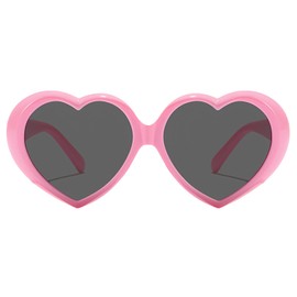 RUNHUIS Heart Sunglasses Women Girls Fashion Party Glasses Trendy Love Shape Sunglasses for Festival, Pink/Grey