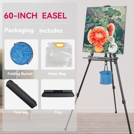 YDisplay Artist Easel Stand for Painting with Organizer Tray,Aluminum Easel with Carry Bag for Indoor Outdoor Perfect for Adults & Kids,Black