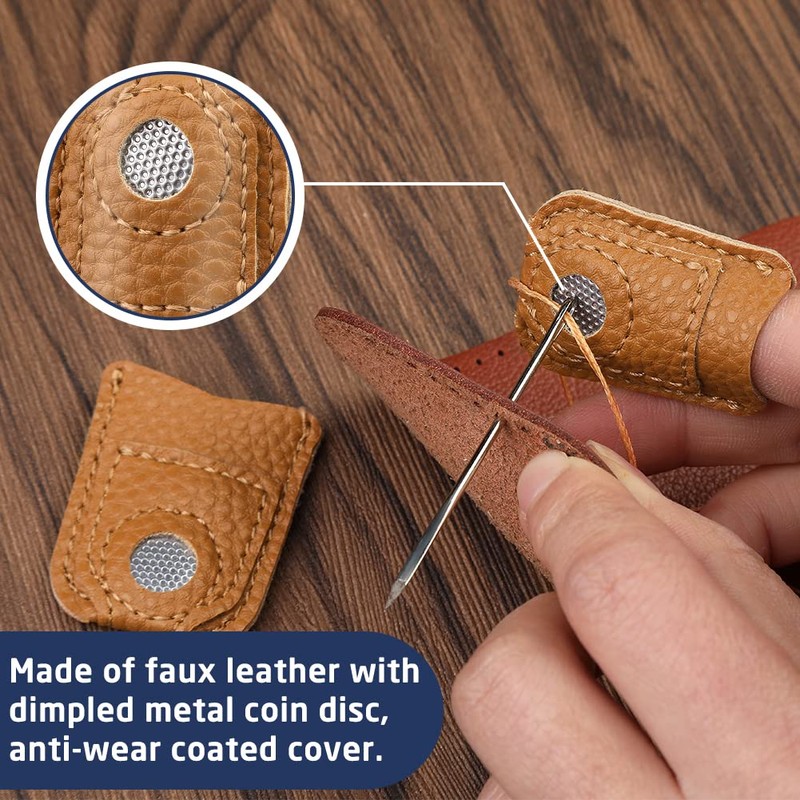 JUAYING 10 PCS Hand-Working Sewing Thimble, Metal Finger Shield Ring,