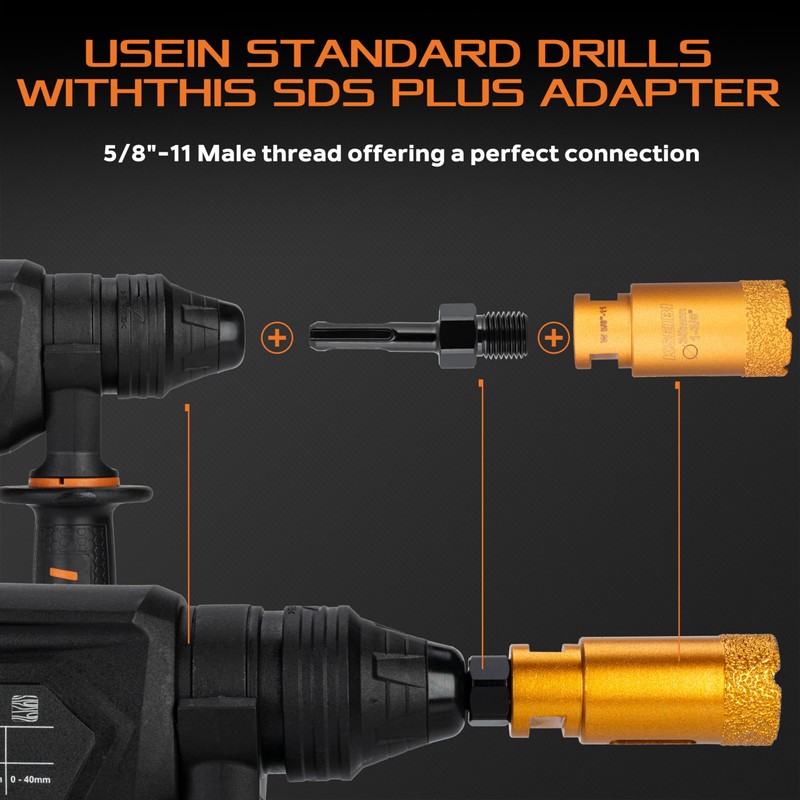 KSEIBI 617073 SDS-Plus Adapter for Holesaw and Diamond Core Bits,