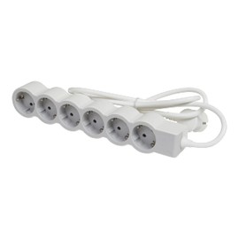 LEGRAND, 694557 694557 Flat Power Strip 6-Way Socket Multiple Socket 1.5 m Cable Length Ultra White Grey