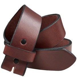 Made in USA Hand-cut Full Grain Leather Belt Strap - Burgundy 1 1/2" Wide Big and Tall (Burgundy, 58)