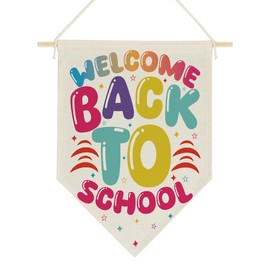 Wzotiy Pastel Trendy Color Classroom Decorations Back To School Bulletin Board Welcome Classroom Decor Canvas Hanging Banner Wall Sign for Nursery Kids Room Preschool 16x14Inch Poster2204