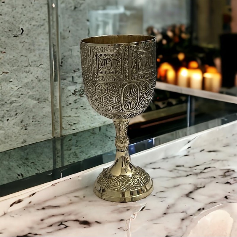 1pc Gold Chalice Cup Arthur King Brass Goblet Viking Drinking