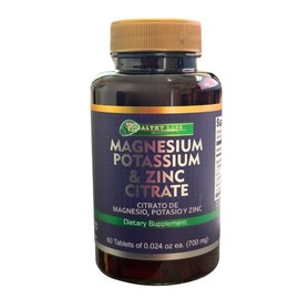 Citrato de magnesio, potasio y zinc – 60 tabletas – Suplemento mineral de apoyo para el bienestar diario – Citrato de magnesio, potasio y zinc