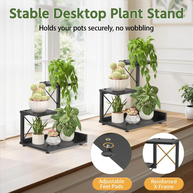 LASZOLA Plant Stand Indoor Tabletop Small for Desk, 3 Tier