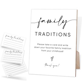 Minimalist Style Family Traditions Baby Shower Games, 1 Family Tradition Sign and 50 Family Traditions Cards, for Baby Shower & Gender Reveal Party, Reveal Party Supplies, Baby Shower Gifts,O14