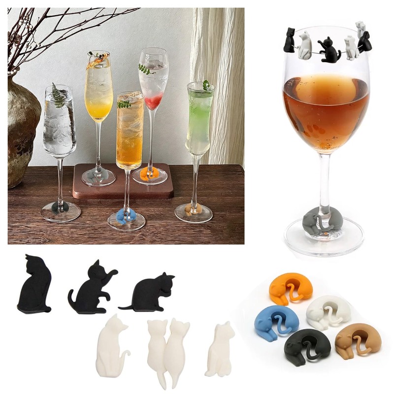 SavgU Wine Glass Charms,Silicone Wine Glass Markers,for Bar Party,Wedding, Birthday