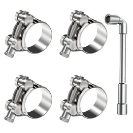 smseace 4Pcs Hose Clamps 26-28mm T bolt Hose Clamps 304 Stainless Steel T-bolt Clamp 6-sizes Heavy Duty T-bolt Hose Clamps with M8 Socket Wrenches Pipe Tube Clamps