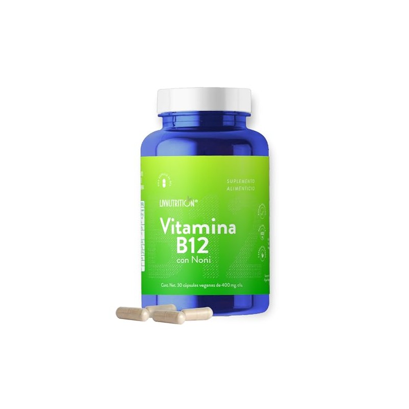 Liv Nutrition Vitamina B12 Noni 400 Cápsulas Veganas Gluten Suplemento