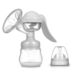 Manual Breast Pump Strong Suction Low Noise Mother Breast Feeding Pump with Cover White
