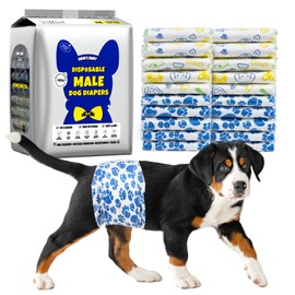 Dono Dog Diapers Male, Disposable Male Dog Wraps 60ct, Ultra Absorbent Doggie Diapers, Rapid-Dry Leak-Proof Puppy Diapers, Wetness Indicator Excitable Urination Incontinence, Medium