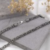 Tuscany Silver Men's Sterling Silver Rhodium Plated Oxidised Byzantine Chain