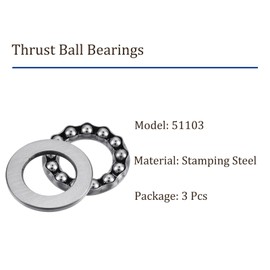 Kozelo 3pcs 51103 Thrust Ball Bearings - [17mm Inner Diameter x 30mm OD x 9mm Thick] Unidirectional Bearing for Use in Oven Turntables and Rotating Applications