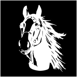 Finest Folia K039 Horse Head Sticker for Car Trailer Lorry Horses Design Glossy White 30 x 21 cm