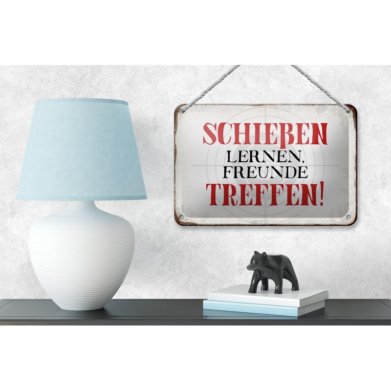 Tin Sign with Saying 18 x 12 cm Shoot Learn