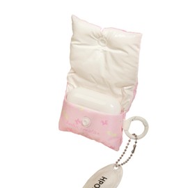 HPOD Compatible with AirPods Pro Case Cover,Fashionable and Trendy Down Cotton Padded Quilted Headphone Bag with 2 Portable Rope Compatible for Airpods Pro and Airpods 3 Case (Pink Butterfly Lamb)