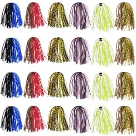 Silicone Jig Skirts 24 Bundles Fishing Lure Spinnerbait Skirt Replacement for Bass Fishing Jigs Spinnerbait Bass Buzzbait DIY Fishing Jigs Spinner Bait Lures